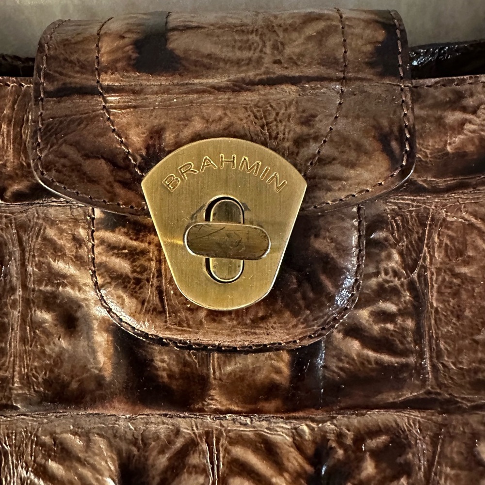 BRAHMIN Sophie Orinoco Croc Embossed Leather Shoulder Bag - Picture 4 of 12